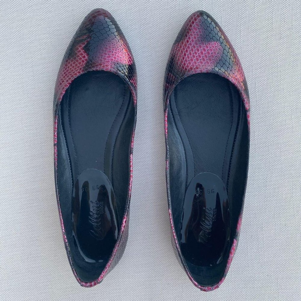 Cellini Python Print Pointed Ballet Flats - image 1